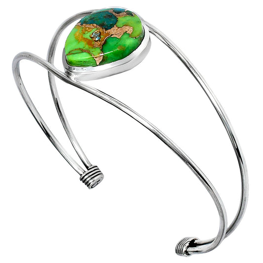 Premium Blue Turquoise In Green Mohave Cuff Bangle Bracelet B-1013 29-EB10206