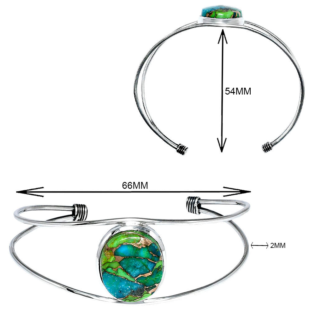 Premium Blue Turquoise In Green Mohave Cuff Bangle Bracelet B-1013 29-EB10207