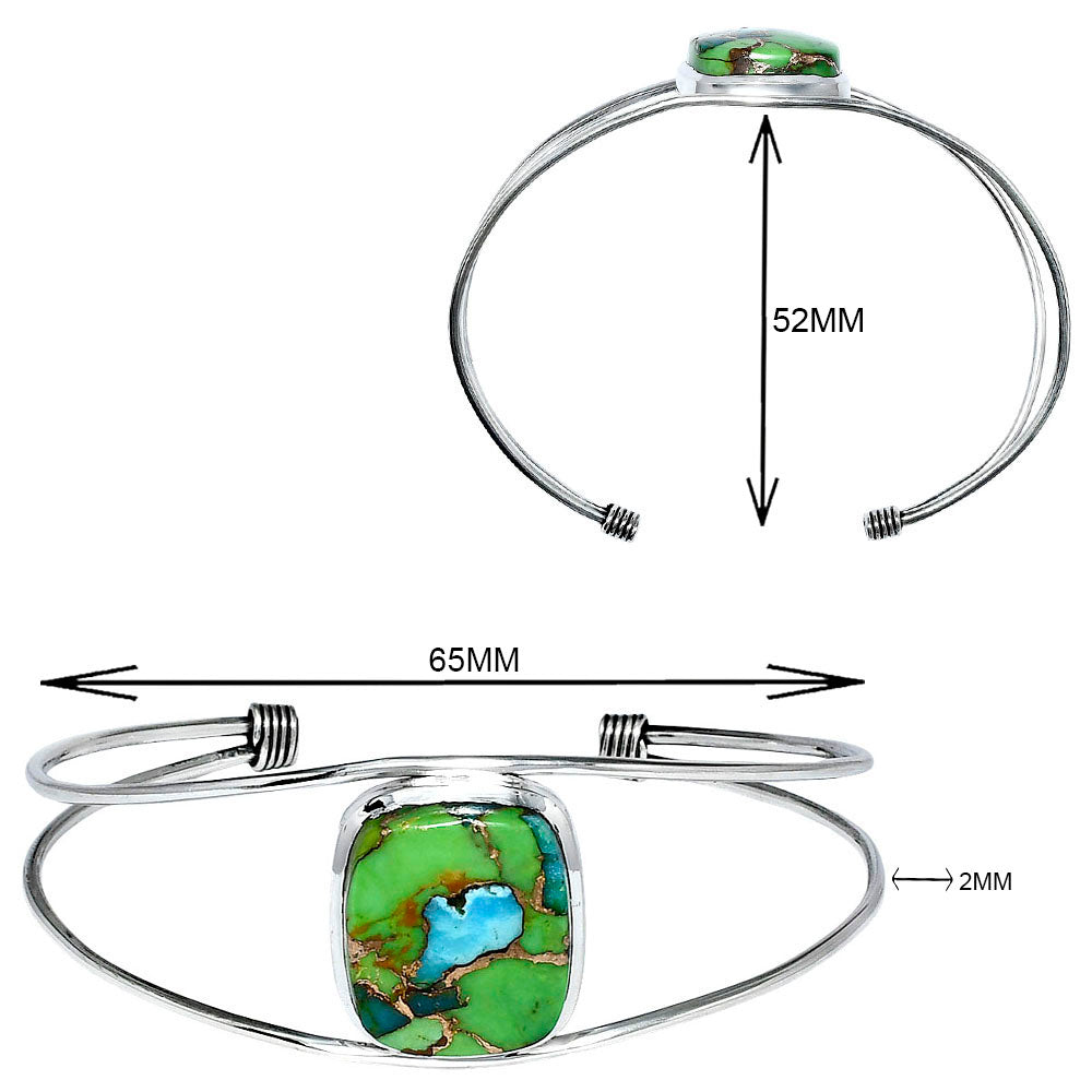 Premium Blue Turquoise In Green Mohave Cuff Bangle Bracelet B-1013 29-EB10208
