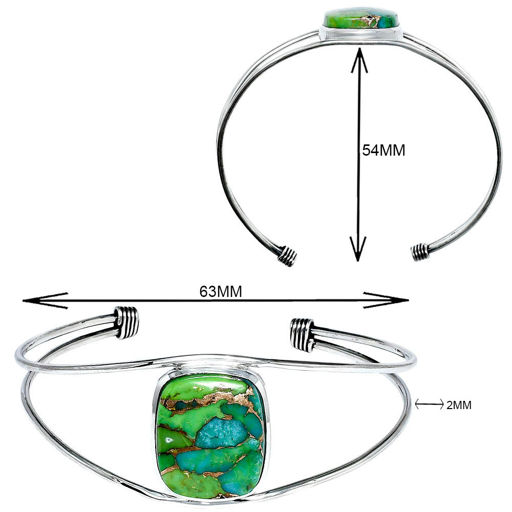 Premium Blue Turquoise In Green Mohave Cuff Bangle Bracelet B-1013 29-EB10211