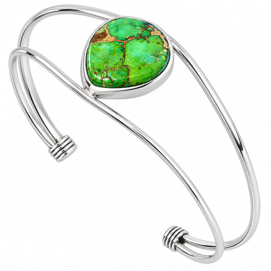Premium Blue Turquoise In Green Mohave Cuff Bangle Bracelet B-1013 29-EB10212