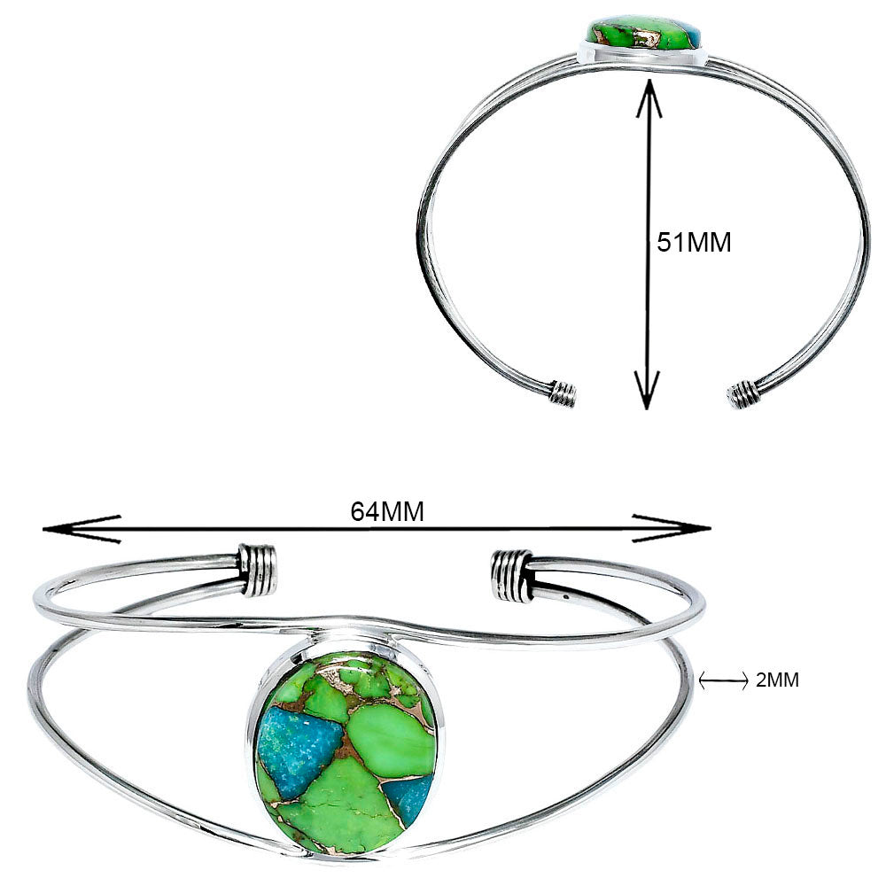 Premium Blue Turquoise In Green Mohave Cuff Bangle Bracelet B-1013 29-EB10213