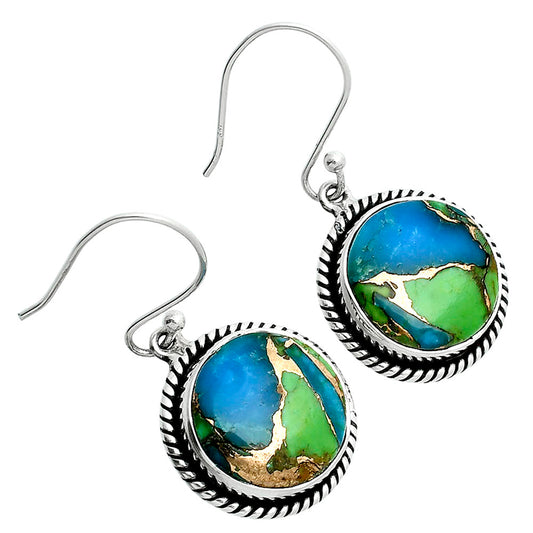 Blue Turquoise In Green Mohave - USA Earrings E-1055 29-EE10271