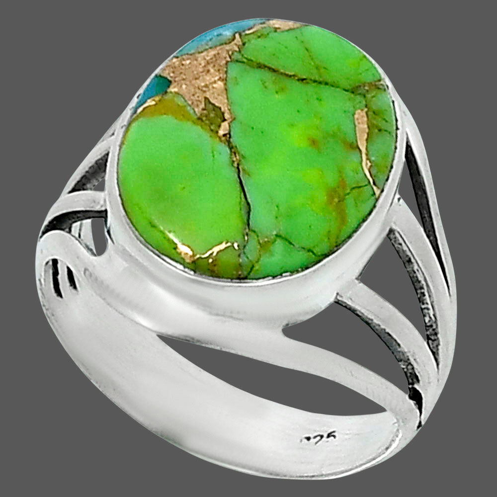 Premium Blue Turquoise In Green Mohave - USA Ring size-8 R-1219 29-ER11459