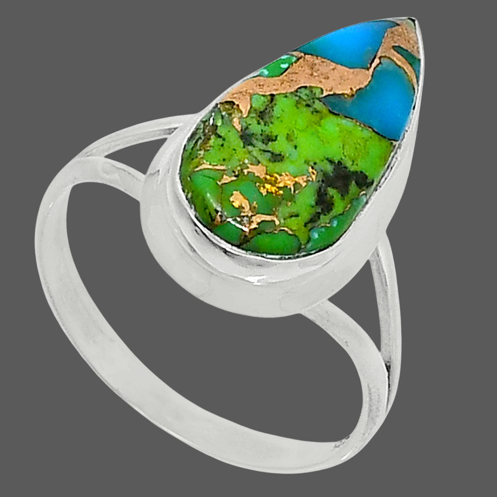 Premium Blue Turquoise In Green Mohave - USA Ring size-10 R-1008 29-ER11476