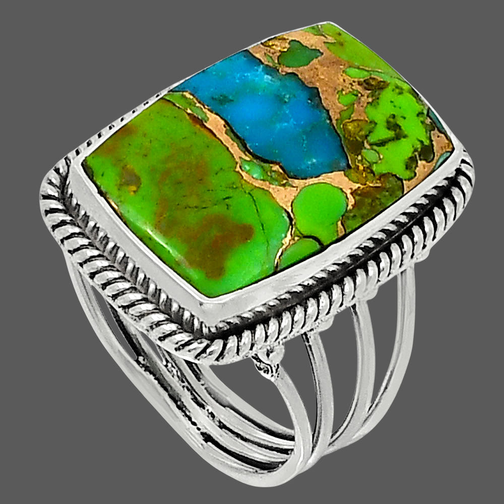Premium Blue Turquoise In Green Mohave - USA Ring size-9 R-1010 29-ER11486