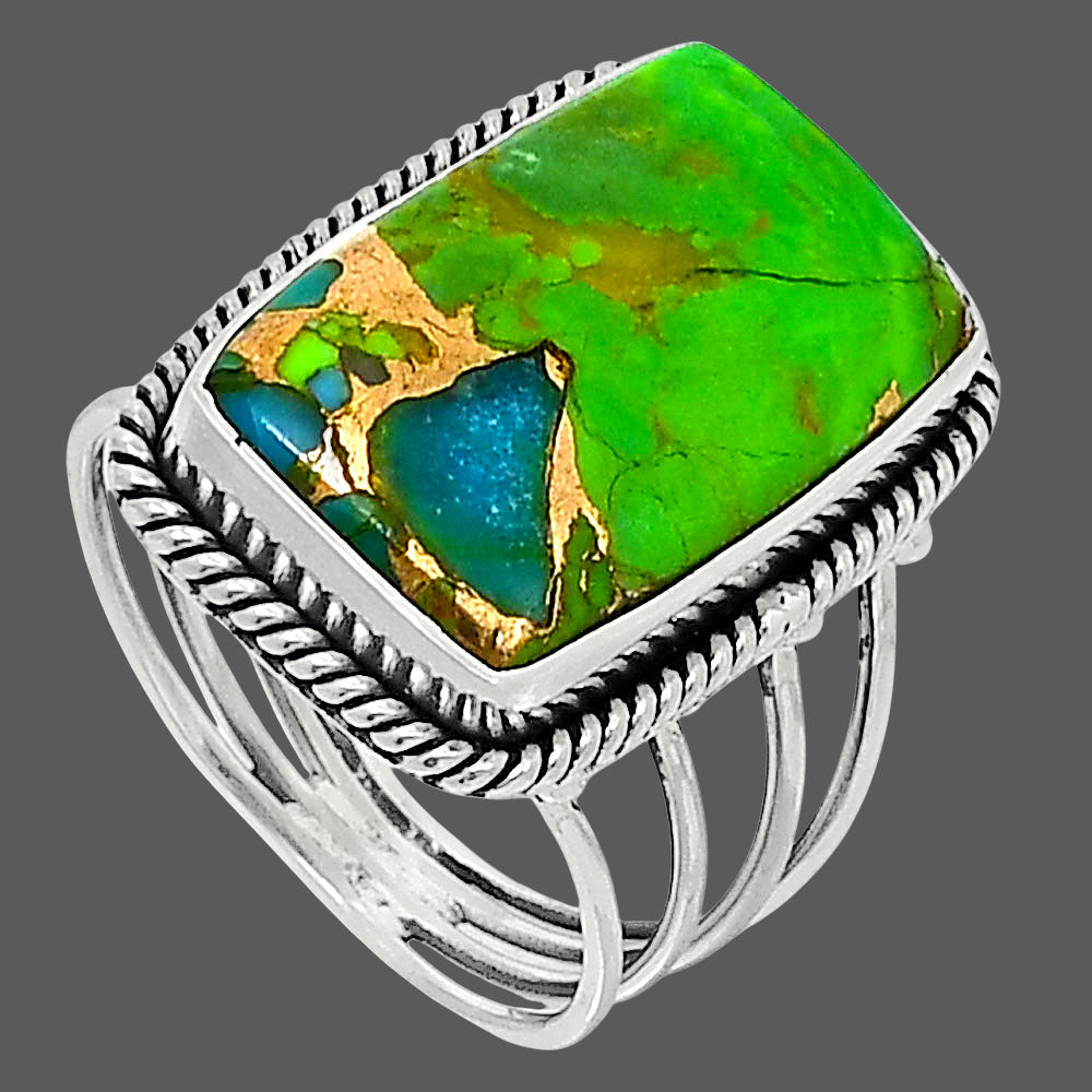 Premium Blue Turquoise In Green Mohave - USA Ring size-10 R-1010 29-ER11493
