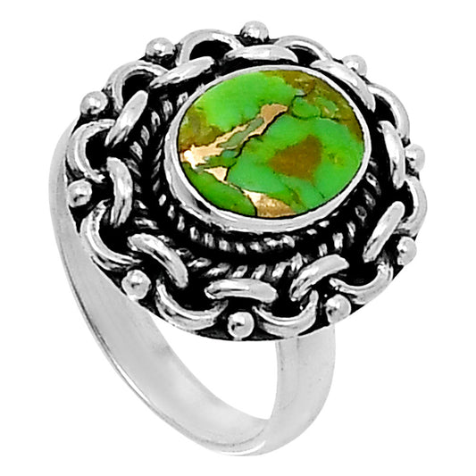 Premium Copper Green Turquoise Ring size-5 R-1667 29-ER11496