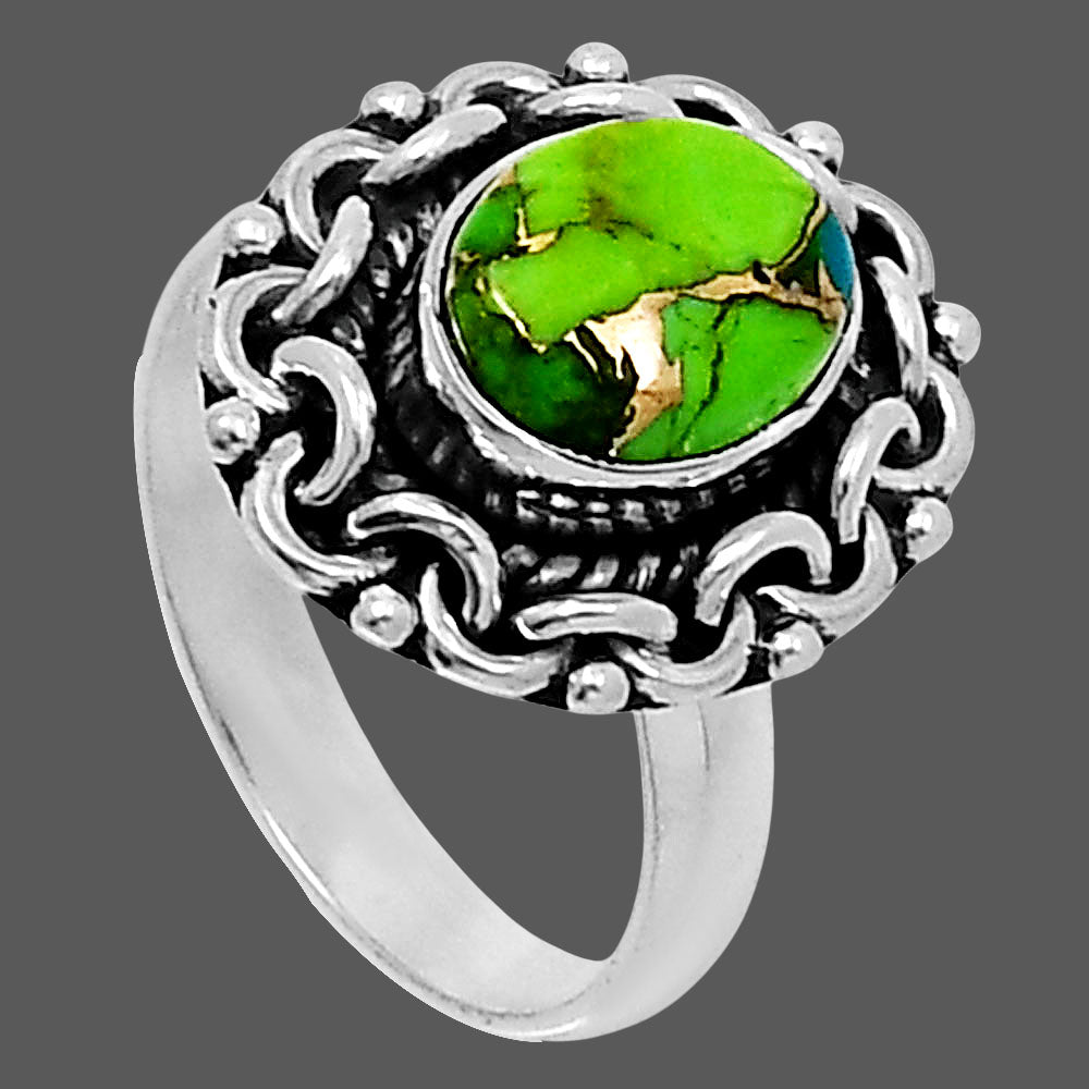 Premium Blue Turquoise In Green Mohave - USA Ring size-6 R-1667 29-ER11497