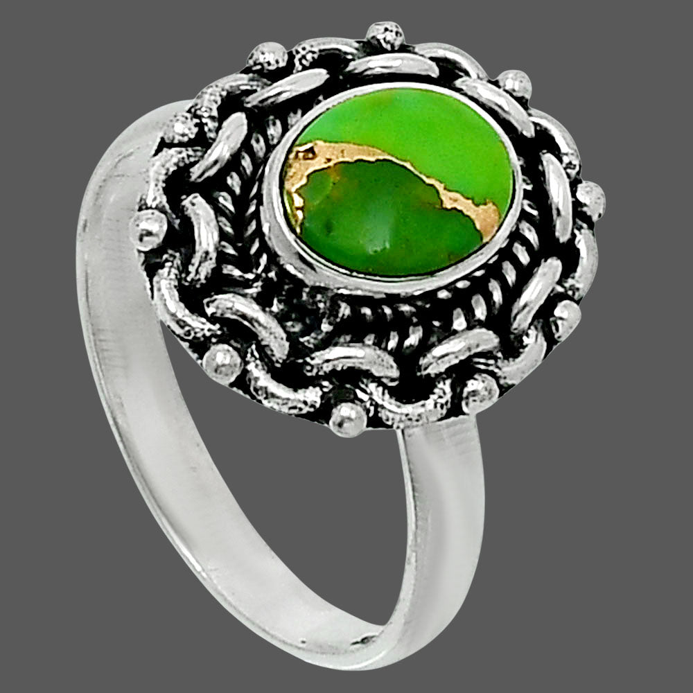 Premium Copper Green Turquoise Ring size-9 R-1667 29-ER11505