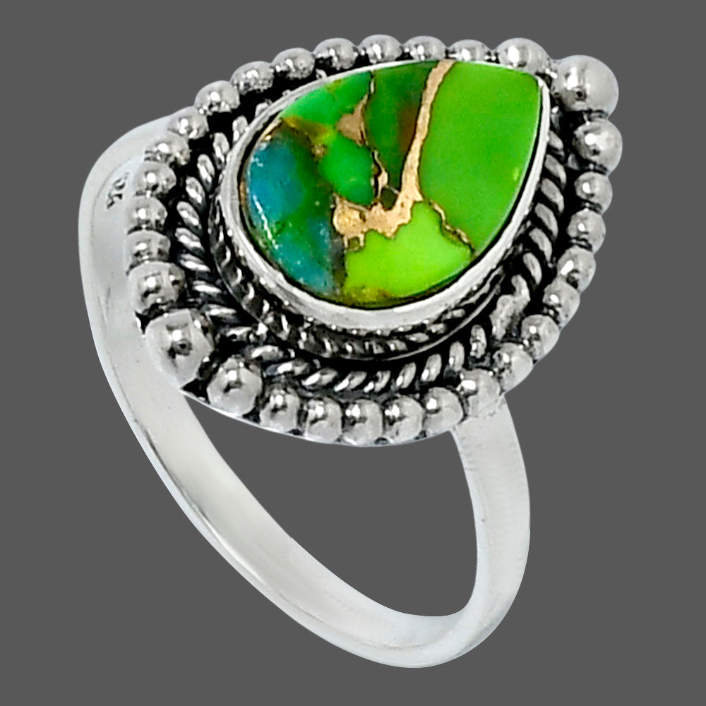 Premium Blue Turquoise In Green Mohave Ring size-9 R-1154 29-ER11520