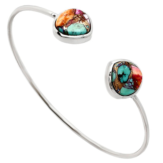 Premium Kingman Orange Dahlia Turquoise Cuff Bangle Bracelet B-1004 30-EB10225