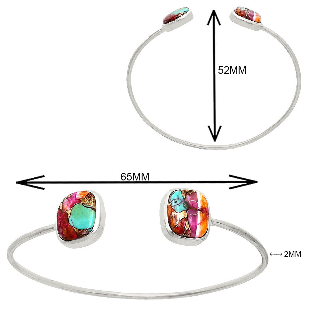 Premium Kingman Orange Dahlia Turquoise Cuff Bangle Bracelet B-1004 30-EB10233