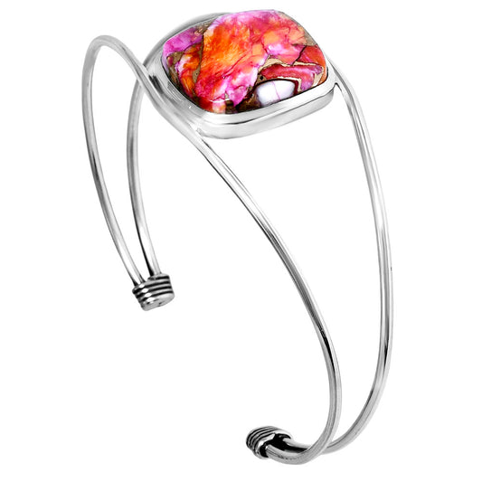 Premium Kingman Orange Dahlia Turquoise Cuff Bangle Bracelet B-1013 30-EB10250