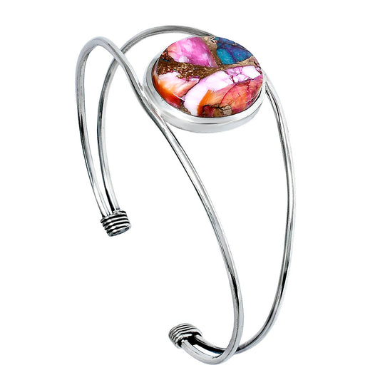 Premium Kingman Orange Dahlia Turquoise Cuff Bangle Bracelet B-1013 30-EB10251