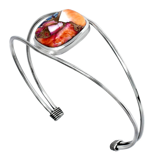 Premium Kingman Orange Dahlia Turquoise Cuff Bangle Bracelet B-1013 30-EB10254