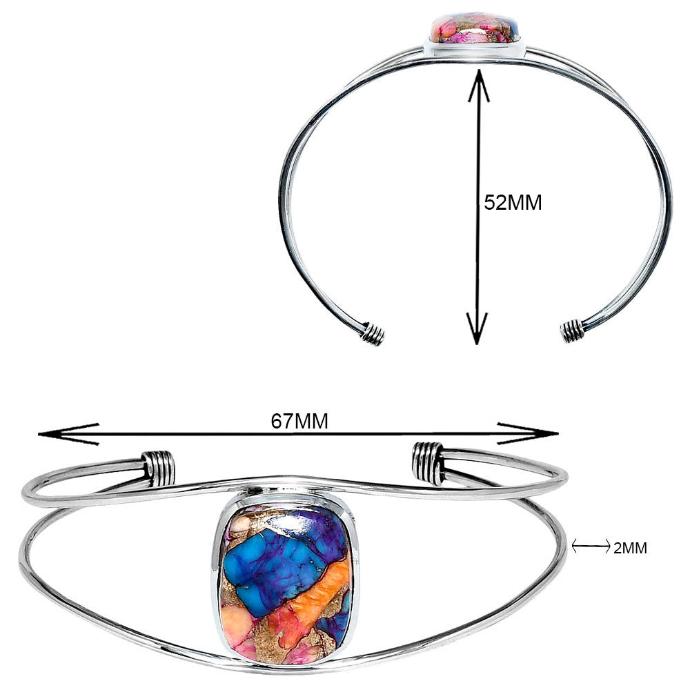 Premium Kingman Orange Dahlia Turquoise Cuff Bangle Bracelet B-1013 30-EB10255