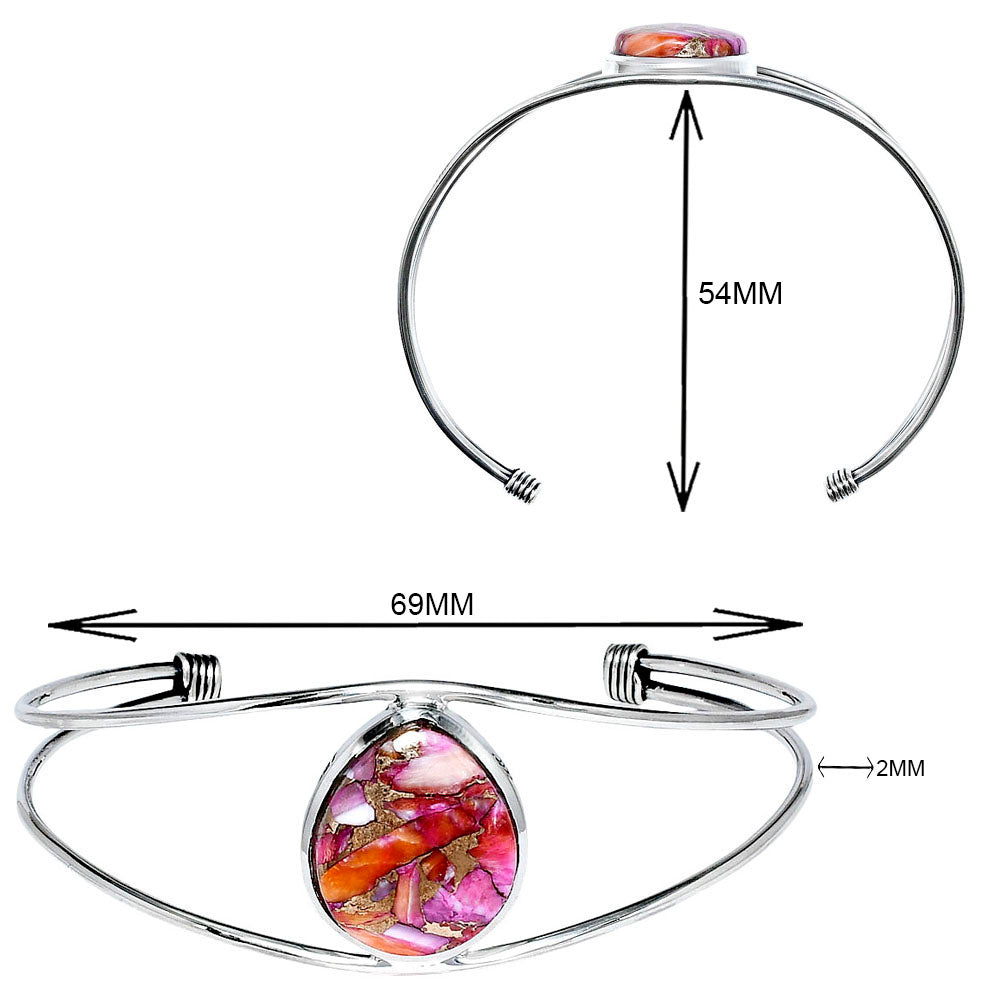 Premium Kingman Orange Dahlia Turquoise Cuff Bangle Bracelet B-1013 30-EB10260