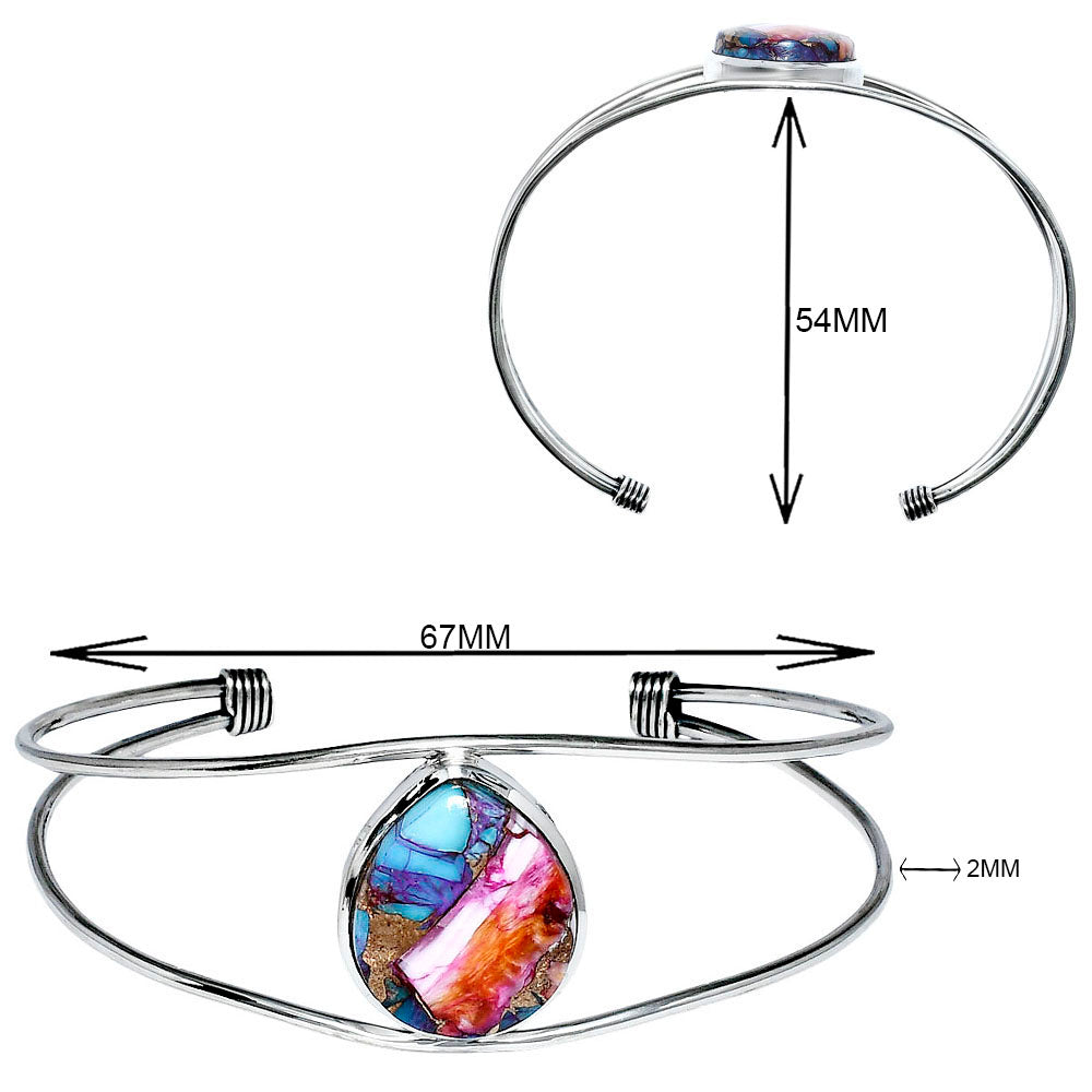 Premium Kingman Orange Dahlia Turquoise Cuff Bangle Bracelet B-1013 30-EB10262