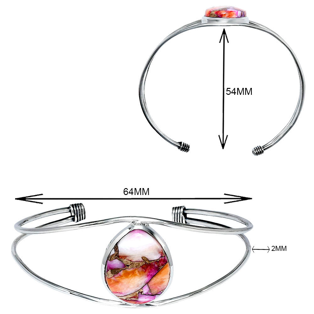 Premium Kingman Orange Dahlia Turquoise Cuff Bangle Bracelet B-1013 30-EB10266