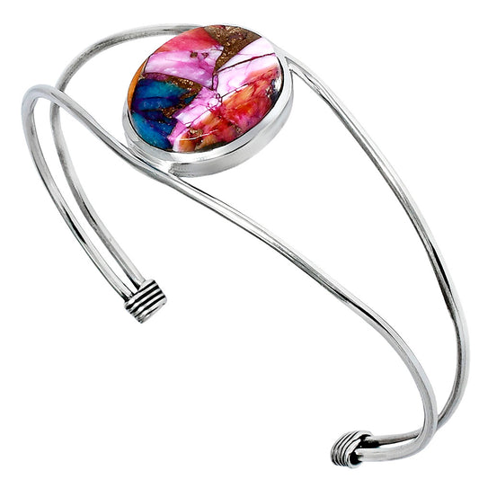 Premium Kingman Orange Dahlia Turquoise Cuff Bangle Bracelet B-1013 30-EB10267