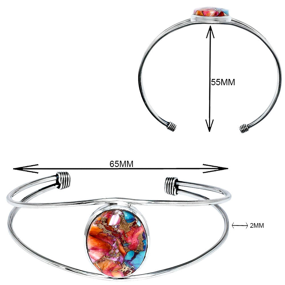 Premium Kingman Orange Dahlia Turquoise Cuff Bangle Bracelet B-1013 30-EB10269