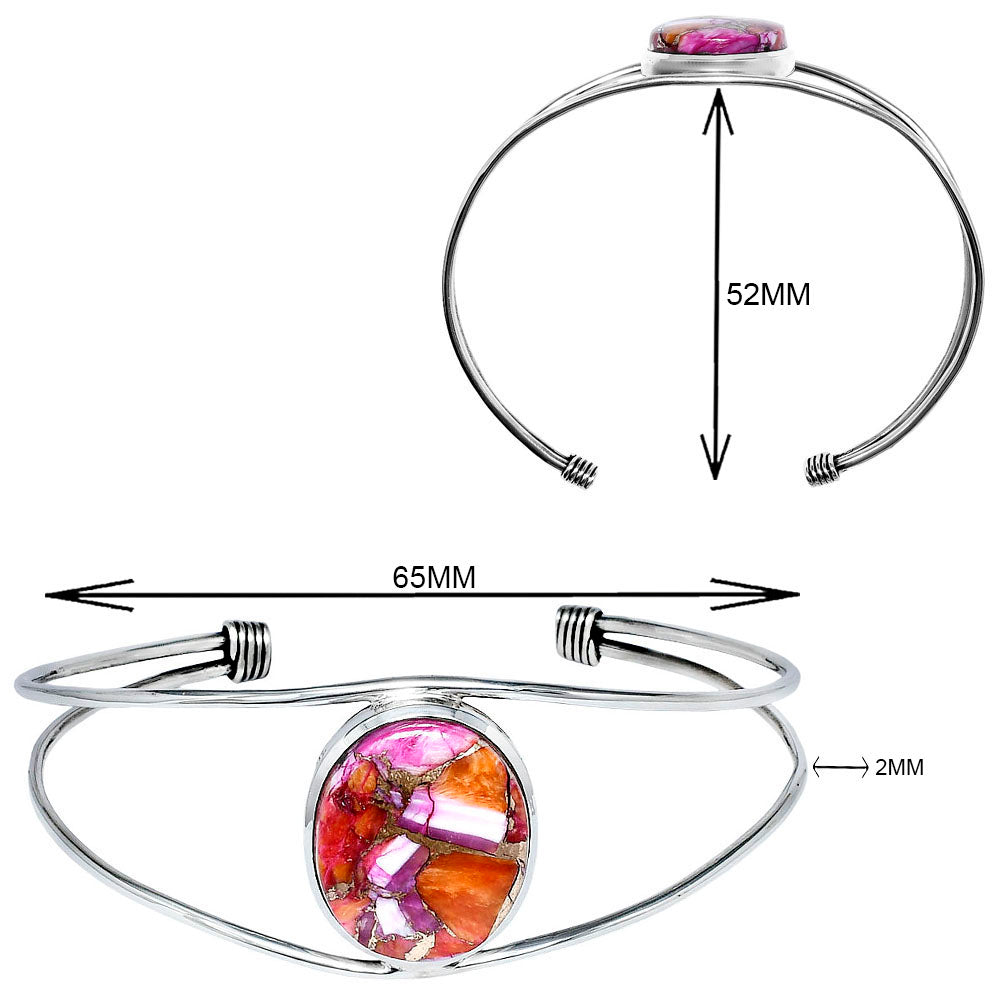 Premium Kingman Orange Dahlia Turquoise Cuff Bangle Bracelet B-1013 30-EB10271