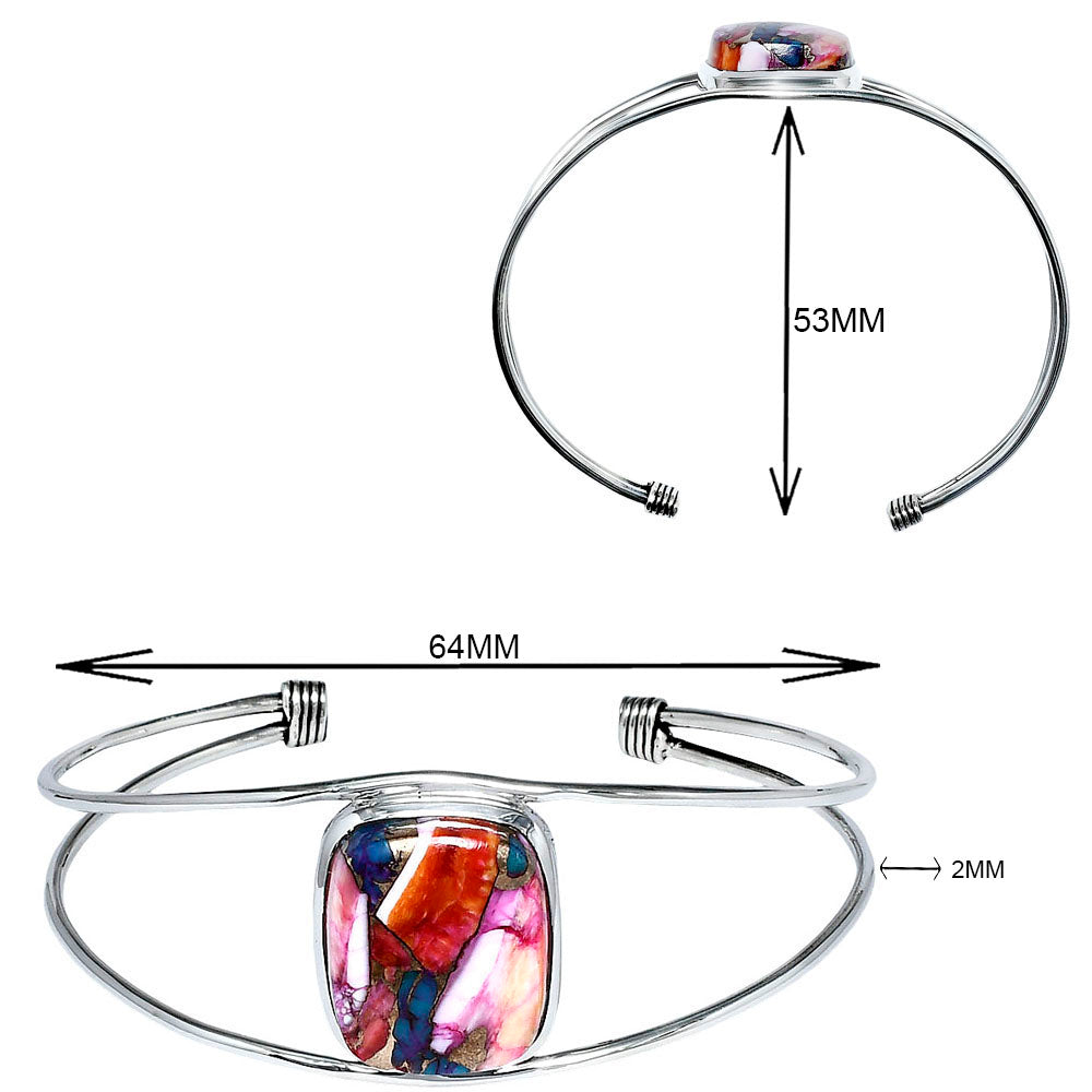 Premium Kingman Orange Dahlia Turquoise Cuff Bangle Bracelet B-1013 30-EB10272