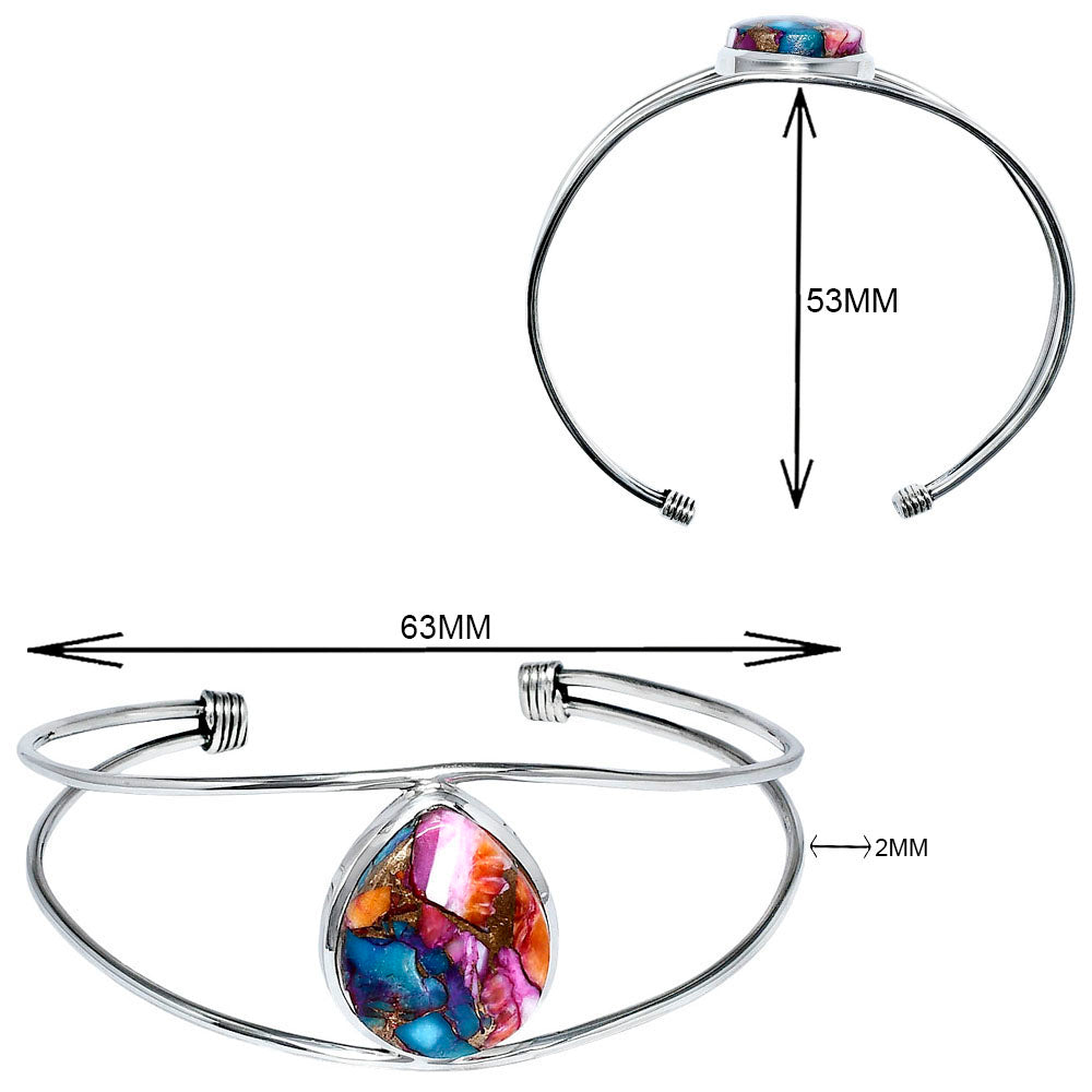 Premium Kingman Orange Dahlia Turquoise Cuff Bangle Bracelet B-1013 30-EB10275