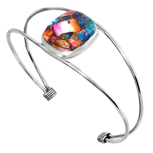 Premium Kingman Orange Dahlia Turquoise Cuff Bangle Bracelet B-1013 30-EB10276