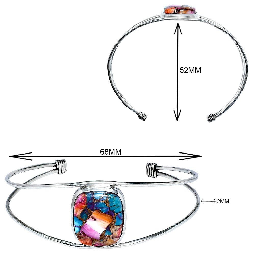 Premium Kingman Orange Dahlia Turquoise Cuff Bangle Bracelet B-1013 30-EB10276