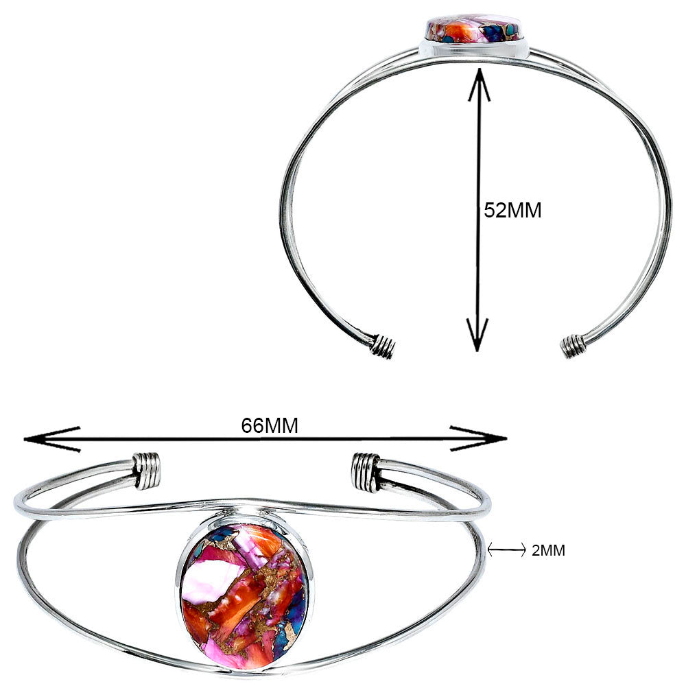 Premium Kingman Orange Dahlia Turquoise Cuff Bangle Bracelet B-1013 30-EB10279