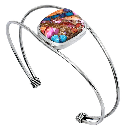 Premium Kingman Orange Dahlia Turquoise Cuff Bangle Bracelet B-1013 30-EB10280