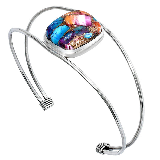 Premium Kingman Orange Dahlia Turquoise Cuff Bangle Bracelet B-1013 30-EB10282