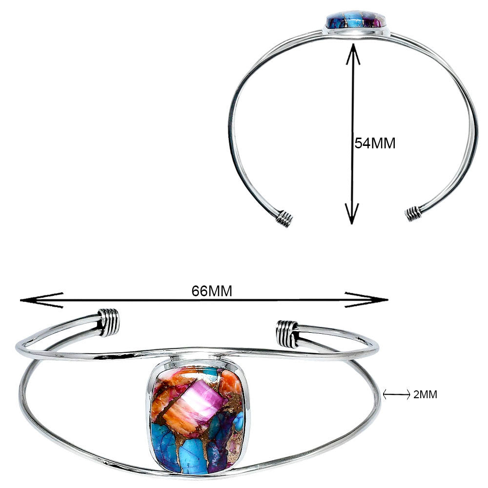 Premium Kingman Orange Dahlia Turquoise Cuff Bangle Bracelet B-1013 30-EB10282