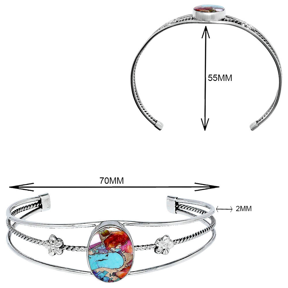 Premium Kingman Orange Dahlia Turquoise Cuff Bangle Bracelet B-1012 30-EB10285
