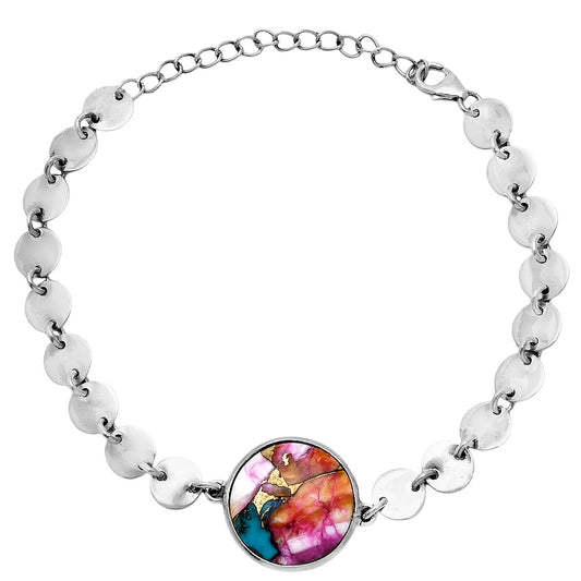 Premium Kingman Orange Dahlia Turquoise Bracelet B-1044 30-EB10295