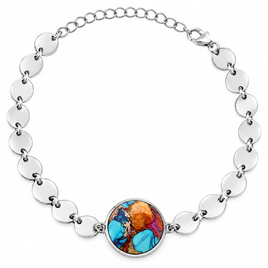 Premium Kingman Orange Dahlia Turquoise Bracelet B-1044 30-EB10297