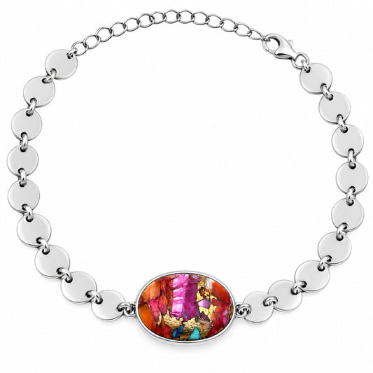 Premium Kingman Orange Dahlia Turquoise Bracelet B-1044 30-EB10299