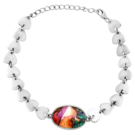 Premium Heart - Kingman Orange Dahlia Turquoise Bracelet B-1044 30-EB10300