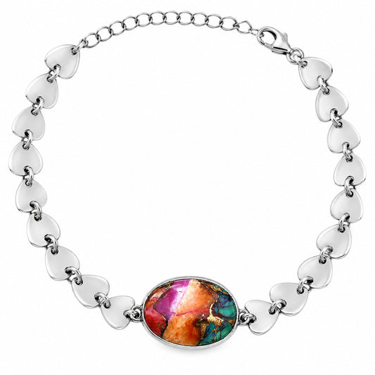 Premium Heart - Kingman Orange Dahlia Turquoise Bracelet B-1044 30-EB10300