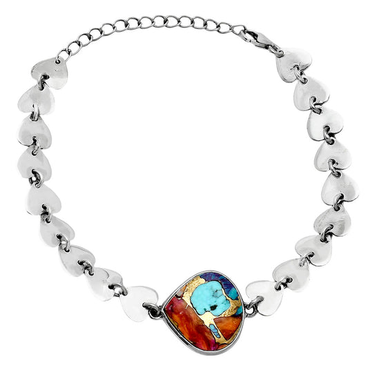 Premium Heart - Kingman Orange Dahlia Turquoise Bracelet B-1044 30-EB10301