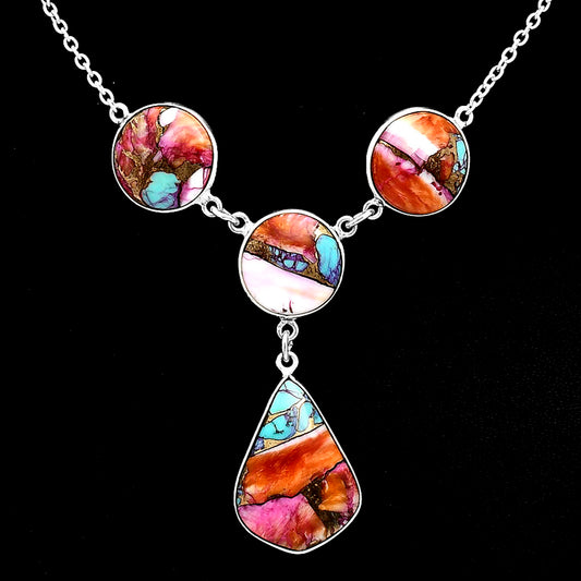 Premium Quality Kingman Orange Dahlia Turquoise Necklace N-1013 30-EN10087