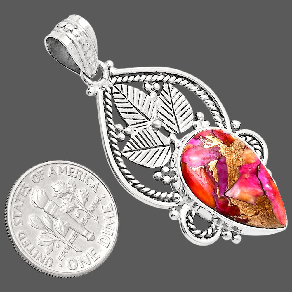 Premium Quality Kingman Orange Dahlia Turquoise Pendant P-1258 30-EP10155