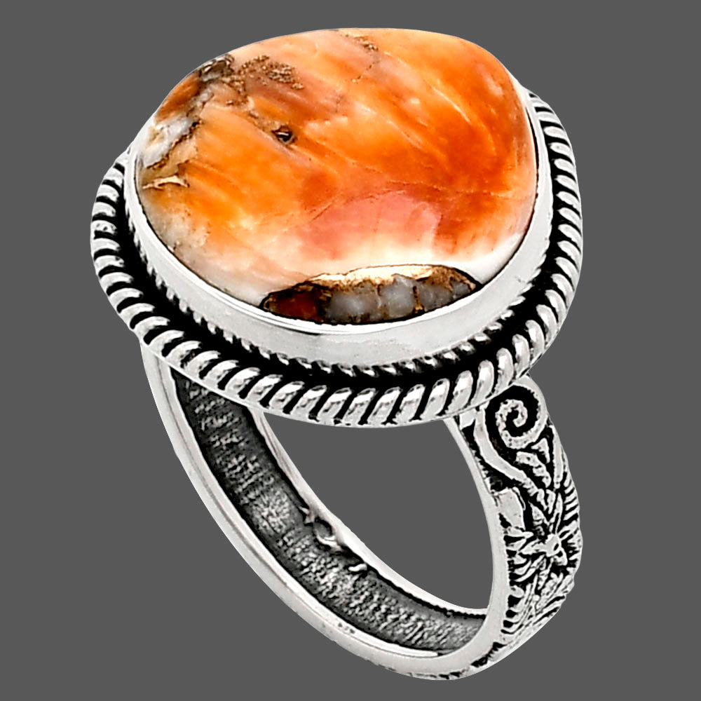 Premium Quality Kingman Orange Dahlia Turquoise Ring size-8 R-1067 30-ER11570