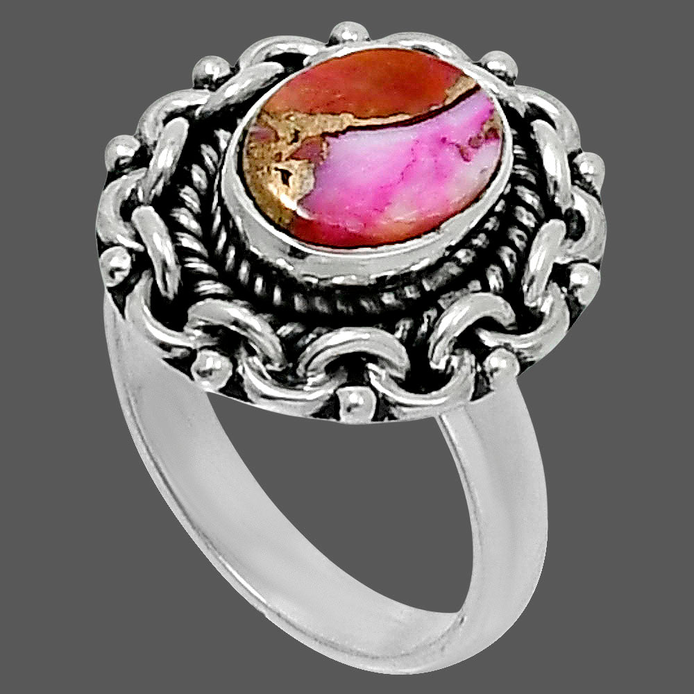 Premium Kingman Orange Dahlia Turquoise Ring size-5 R-1667 30-ER11703