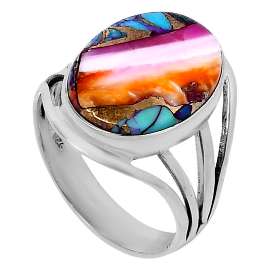 Premium Kingman Orange Dahlia Turquoise Ring size-10 R-1219 30-ER11936