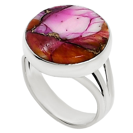 Kingman Orange Dahlia Turquoise Ring size-7 R-1003 30-ER15103