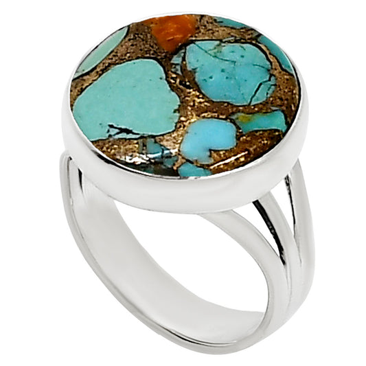 Kingman Orange Dahlia Turquoise Ring size-8 R-1003 30-ER15127
