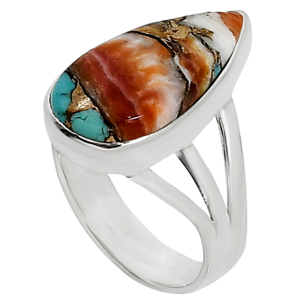 Kingman Orange Dahlia Turquoise Ring size-8 R-1003 30-ER15131